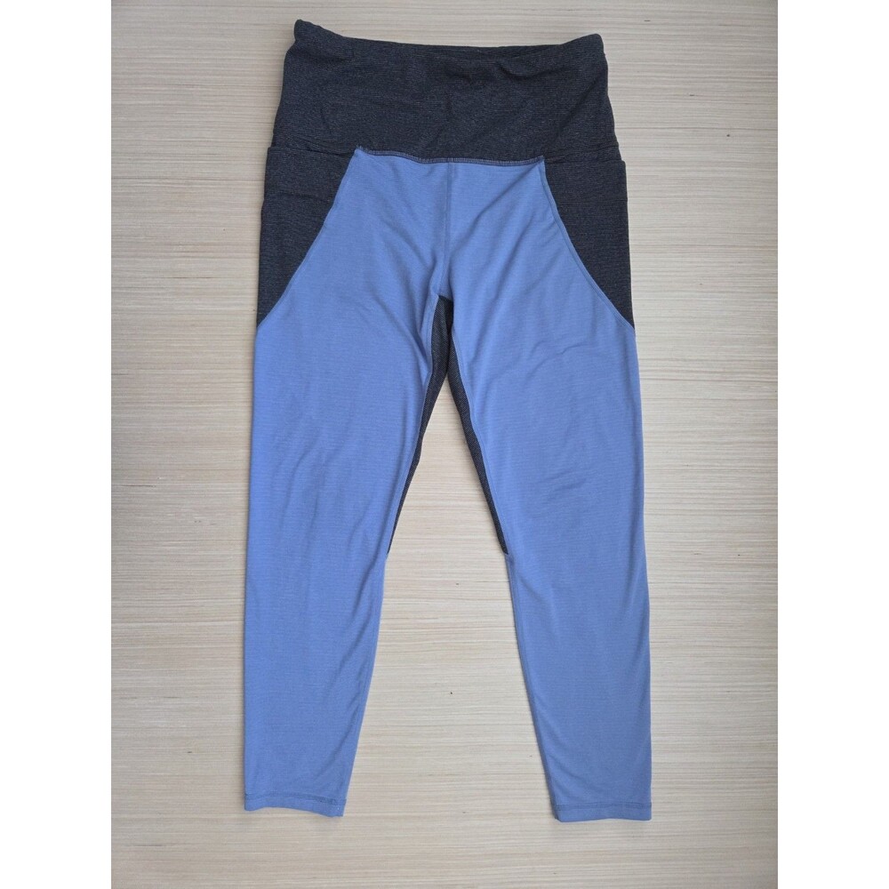 Prana Women’s Stefania Stretch Mid Rise Side Pockets Leggings Blue Gray Size M